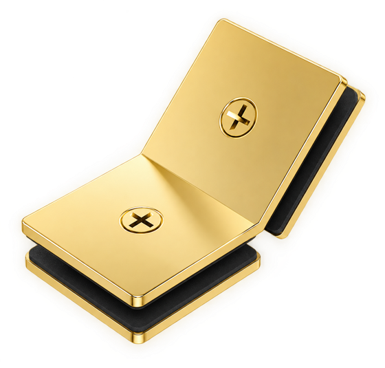 Clip vidrio-vidrio 135 grados en oro